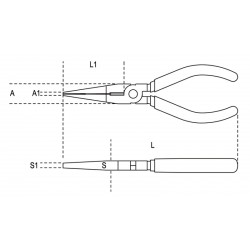 Pinze a becchi piatti lunghissimi diritti Beta manici antiscivolo finitura industriale 200mm