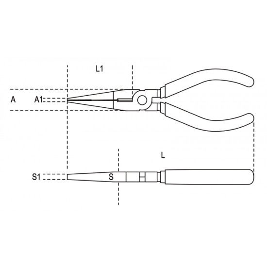 Pinze a becchi piatti lunghissimi diritti Beta manici antiscivolo finitura industriale 200mm