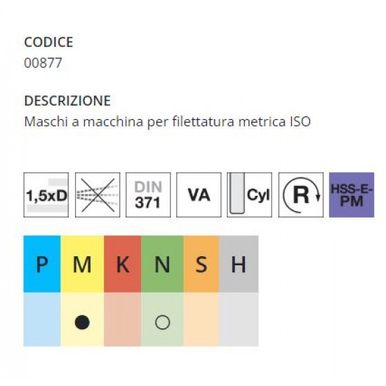 Maschio a macchina per acciai/inox GUHRING HSS-e M3 F.P.