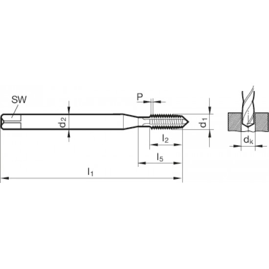 Maschio a macchina per acciai/inox GUHRING HSS-e M3 F.P.