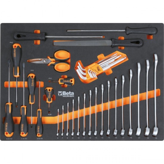 Cassettiera mobile Beta 6 cassetti e assortimento di 196 utensili universali BW C04BOX-A VU