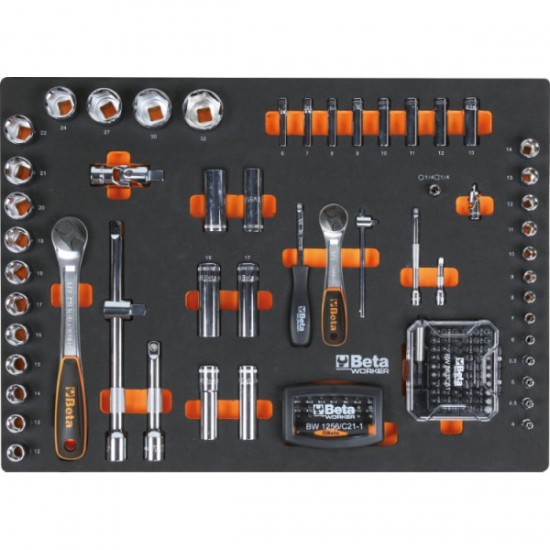 Cassettiera mobile Beta 6 cassetti e assortimento di 196 utensili universali BW C04BOX-A VU